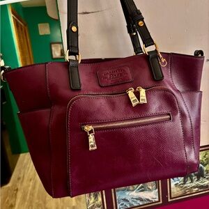 G.H. Bass & Co. Plum Tote with Black Handles